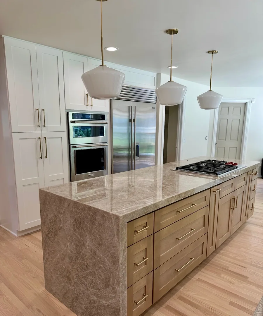 Granite Solution One install team finishing a custom countertop